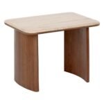 SET VAN 2 JIVAN TRAVERTIN HOUTEN SALONTAFELS L60 38CM - Afbeelding 5