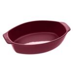 Oval red ceramic dish 39 x 24 cm