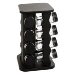 DRAAISCHIJF MET 12 SPECERIJPOTTEN D. 19 X H. 27,8 CM ZWART