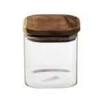 Hermet square glass and acacia jar 0.6 l
