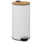 Modern Color white metal and bamboo pedal bin 30 l