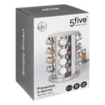 Revolving rack of 16 glass spice jars on stainless steel stand - Afbeelding 5