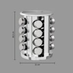 Revolving rack of 16 glass spice jars on stainless steel stand - Afbeelding 6