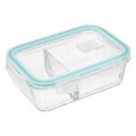 Clipeat rectangular compartmentalised glass container 0.7 l