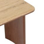 SET VAN 2 JIVAN TRAVERTIN HOUTEN SALONTAFELS L60 38CM - Afbeelding 4