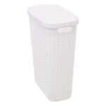 Rattan slim white laundry basket 40 l