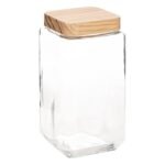 Square glass and pine jar 2 l