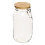 BOCAL WORDING GLAZEN POT MET HOUTEN DEKSEL MET OPSCHRIFT 2 L