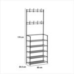 ENTREE KAPSTOK 8 HAKEN EN 5 PLANKEN INTISSA METAAL EN PLASTIC ZWART - Afbeelding 6