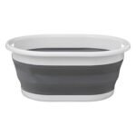 White and grey extendable laundry basket 21 l