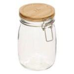 Wording glass and wood jar 1 l