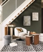 SET VAN 2 JIVAN TRAVERTIN HOUTEN SALONTAFELS L60 38CM - Afbeelding 11