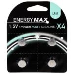 Pack of 4 R44 alkaline batteries with display