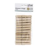 Pack of 24 wooden clothes pegs