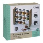 Bambou rack with 12 glass spice jars and stand - Afbeelding 4