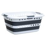 White and grey extendable laundry basket 45 l