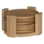 SET VAN 6 ONDERZETTERS DIAM 10 CM MET BAMBOEREKJE