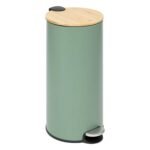 Modern Color pedal bin 30 l metal and bamboo green