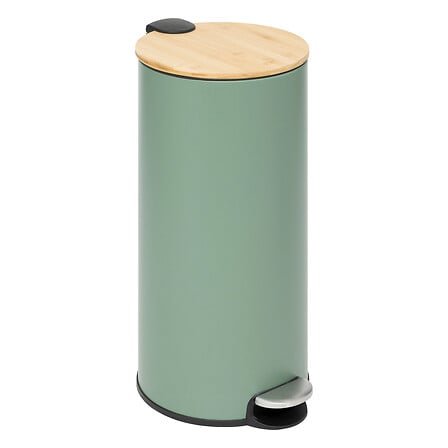 Modern Color pedal bin 30 l metal and bamboo green