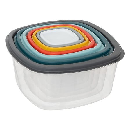 COLORS SET VAN 7 VIERKANTE MEERKLEURIGE VOORRAADDOZEN PP