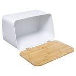 Modern Color white iron and bamboo bread bin - Afbeelding 2