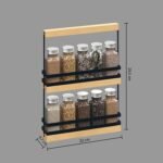 Blackwood rack of 10 glass jars including spices with wood and metal stand - Afbeelding 5