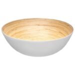 White bamboo salad bowl diam 30 cm
