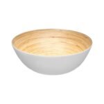 White bamboo salad bowl diam 25 cm