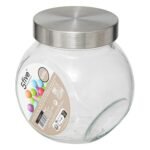 Nixo tilting glass and stainless steel candy jar 0.65 l - Afbeelding 4
