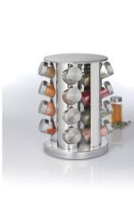 Revolving rack of 16 glass spice jars on stainless steel stand - Afbeelding 15
