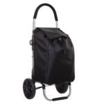 Folding black aluminium 2-wheel shopping trolley