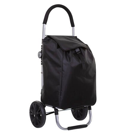 Folding black aluminium 2-wheel shopping trolley