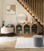 SOLARO FLUWELEN BANKJE BEIGE 100X40CM - Afbeelding 8