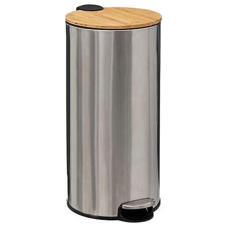 Modern Color stainless steel and bamboo pedal bin 30 l