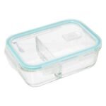 Clipeat rectangular compartmentalised glass container 1.1 l
