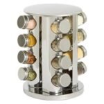 Revolving rack of 16 glass spice jars on stainless steel stand - Afbeelding 8