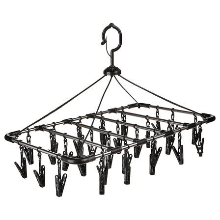 Stainless steel and plastic drying rack with 32 clothes pegs
