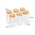 SET VAN 6 GLAZEN SPECERIJPOTTEN MET BAMBOE DEKSEL - Image 7
