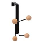 METALEN DEURKAPSTOK MET KNOPPEN - 4 HOUTEN KNOPPEN