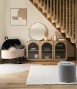 SOLARO FLUWELEN BANKJE BEIGE 100X40CM - Afbeelding 9