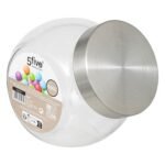 Nixo tilting glass and stainless steel candy jar 0.65 l