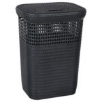 Grey rattan laundry basket 60 l