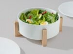 SALADEKOM DIAM 23 CM BAMBOE EN WIT KERAMIEK - Afbeelding 8
