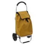 Folding mustard aluminium 2-wheel shopping trolley