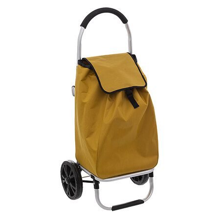 Folding mustard aluminium 2-wheel shopping trolley