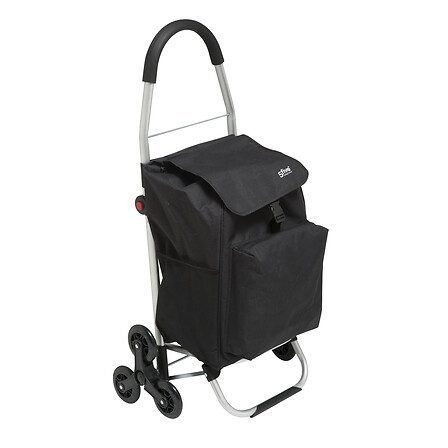 Folding black aluminium 6-wheel shopping trolley