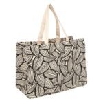 Cotton shopping bag decorated with leaves