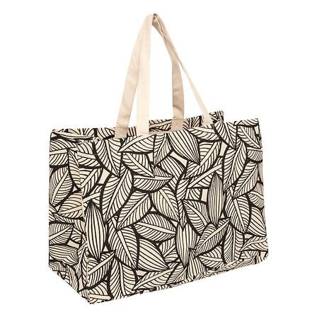 Cotton shopping bag decorated with leaves