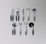 Stainless steel garlic press with rubber handle - Afbeelding 2