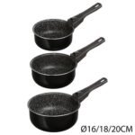 Set of 3 aluminium saucepans with removable handles 16 / 18 / 20 cm